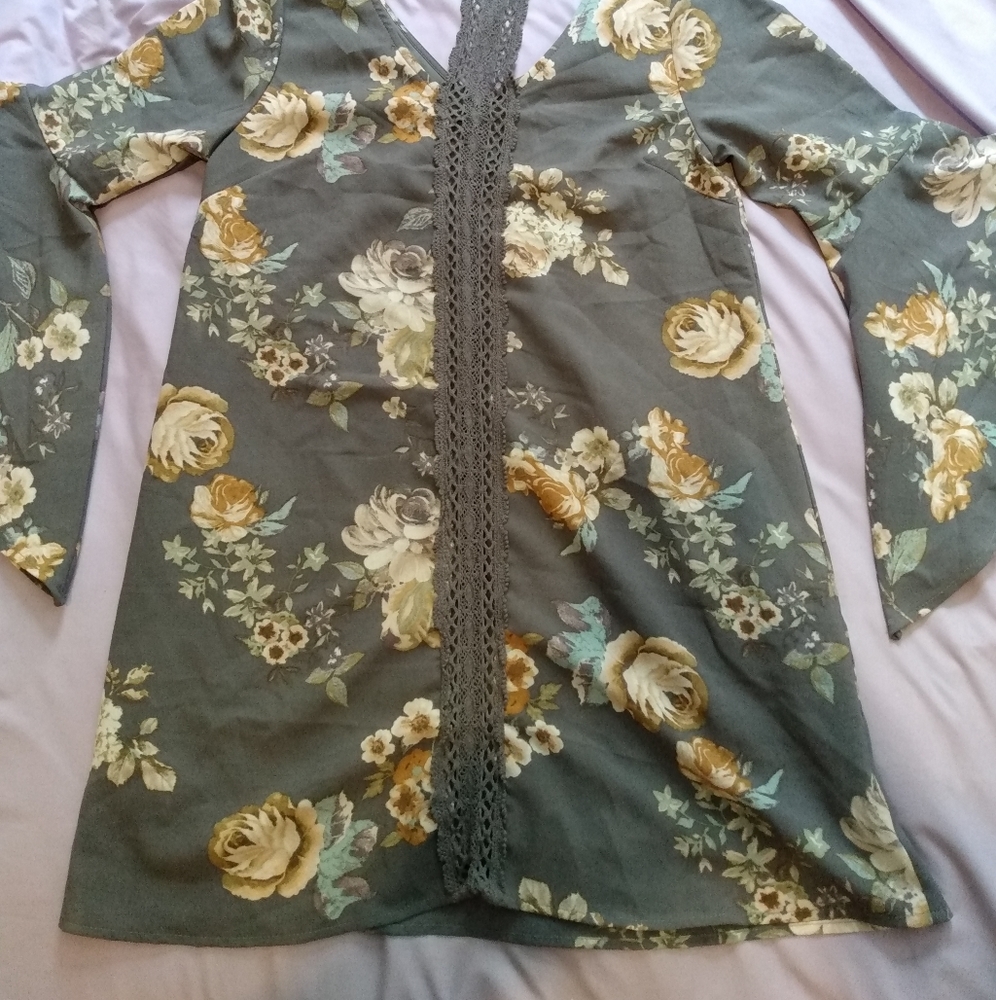 Grey Floral Dress